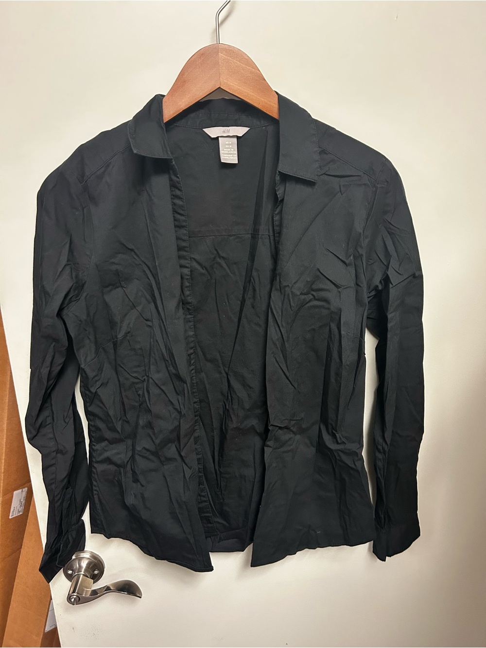 H&M Black Collared Open Front Shirt